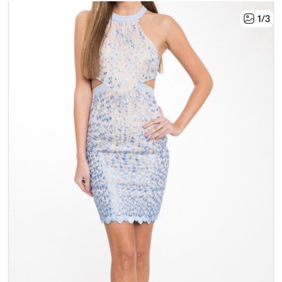 L’ATISTE Lace & Embroidered Midi Cocktail Dress, Size M - Picture 1 of 13